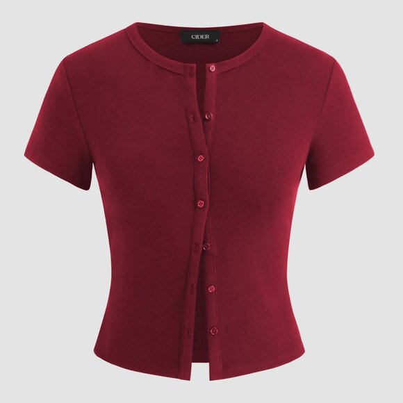 Short-Sleeved Button Down Top - Picture 2 of 6